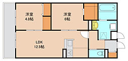 ルガロ市川 2LDKの間取図画像