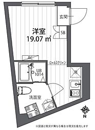 パークサイド戸越公園 3階ワンルームの間取り