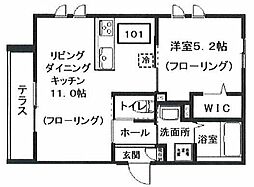 メゾンブラッシュ代々木上原 1LDKの間取図画像