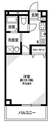 アンプルールフェールバトー1 1Kの間取図画像