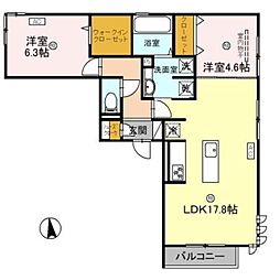 D-ROOM和歌山四番丁 3階2LDKの間取り