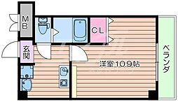 パレ・ドゥ鶴見緑地 1Kの間取図画像