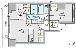 CRESTCOURTUENO 2LDKの間取図画像