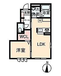 No.FLAT 1LDKの間取図画像