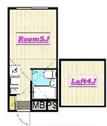 アップルハウス等々力 2階ワンルームの間取り