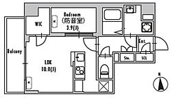 グランパセオ上野御徒町 8階1LDKの間取り