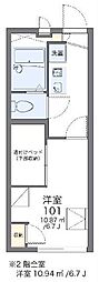レオパレスヒルサイドハイツ菅田 1Kの間取図画像
