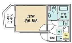 ラシクラス・カリビアンIII 地下1階1Kの間取り