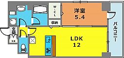Cherir六甲道 3階1LDKの間取り