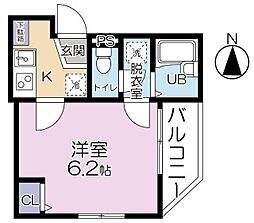 グランシャレー北千住II 3階1Kの間取り