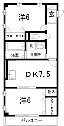 ブルージュ・タカソネ 2DKの間取図画像