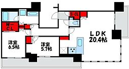 ブリリアタワー浜離宮 2LDKの間取図画像