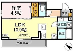 (仮称)D-ROOM神明町II A A 1LDKの間取図画像