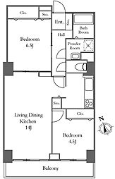 リバーシティ21新川 14階2LDKの間取り
