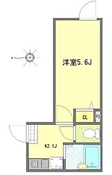 Well-being江北 2階1Kの間取り