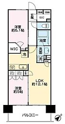 レーベン検見川浜グランバルディ 4階2LDKの間取り