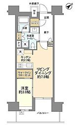 ブランズ芝浦 1LDKの間取図画像
