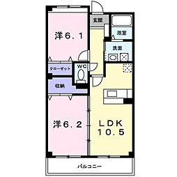 アンダンテ 2階2LDKの間取り