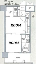 エンクレスト大手門3 2Kの間取図画像