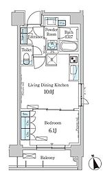 パークアクシス日本橋兜町 1LDKの間取図画像