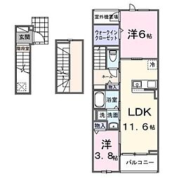 ヴェルドミール 3階2LDKの間取り