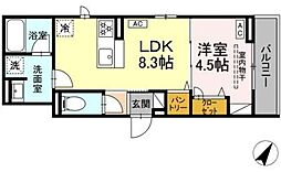 ドムスクレスト相模大野 1LDKの間取図画像