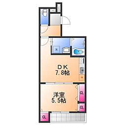 南海線 高石駅 徒歩10分の賃貸アパート 2階1DKの間取り