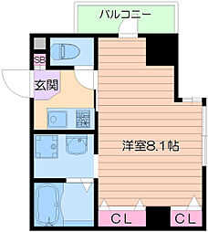 サウスヒルズ中崎町 1Kの間取図画像