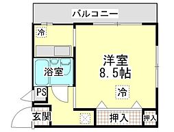 ミレニアム坂戸 2階ワンルームの間取り