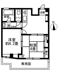 方南日卓ハイツ 1階2DKの間取り