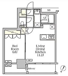 ジオエント白金台 3階1LDKの間取り