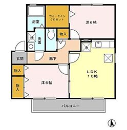グリーンヴィレッジ 2LDKの間取図画像