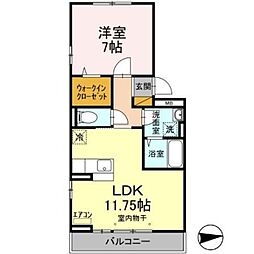 シエルブルー 3階1LDKの間取り