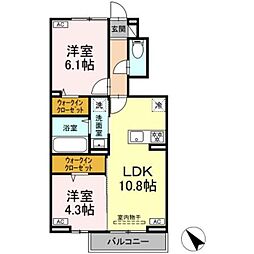 グレイス ヴェリテ 1階2LDKの間取り
