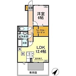 マルモガーデンハウス 1階1LDKの間取り