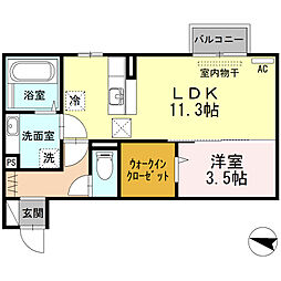 アメニティタウン2 1LDKの間取図画像