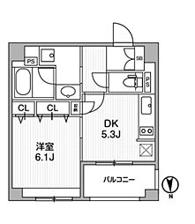 クリオ三田ラ・モード 6階1DKの間取り
