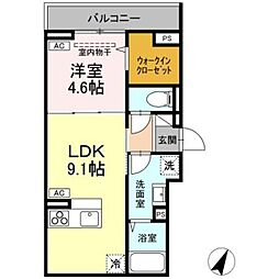 JR中央線 吉祥寺駅 4.6kmの賃貸アパート 3階1LDKの間取り