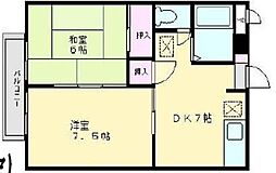クレストパレス参番館 1階2DKの間取り