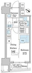 テラスレジデンス日本橋水天宮 1DKの間取図画像