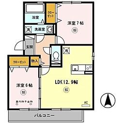 JR東海道・山陽本線 西明石駅 4.4kmの賃貸アパート 2階2LDKの間取り