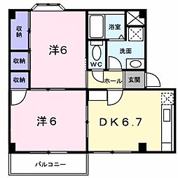 プラドール真砂A 2DKの間取図画像