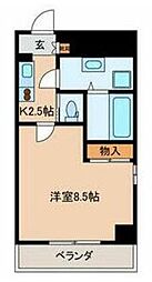 クィール 1Kの間取図画像