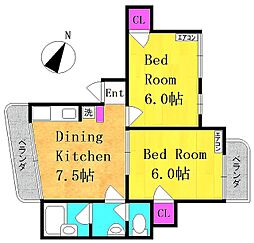 レフォール多摩 2DKの間取図画像
