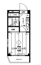 イーストシティタワーズ 4階1Kの間取り