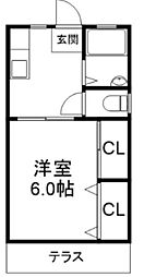 スカイハイツ 1Kの間取図画像