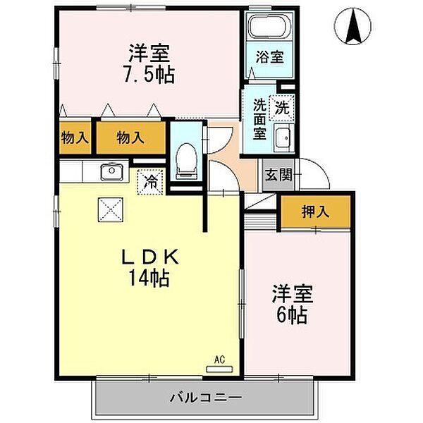 グレイスフル屋島　Ｂ棟 B102｜香川県高松市屋島西町(賃貸アパート2LDK・1階・60.88㎡)の写真 その2