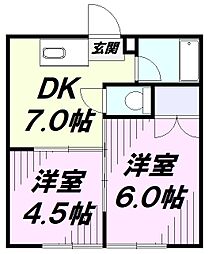 シャルムスズキ3 2DKの間取図画像