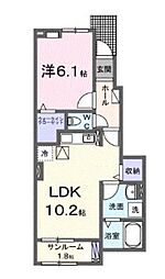 小田急小田原線 東海大学前駅 徒歩20分の賃貸アパート 1階1LDKの間取り