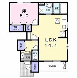 マルベリーハウス 1LDKの間取図画像